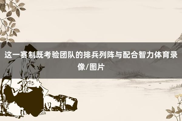 这一赛制既考验团队的排兵列阵与配合智力体育录像/图片